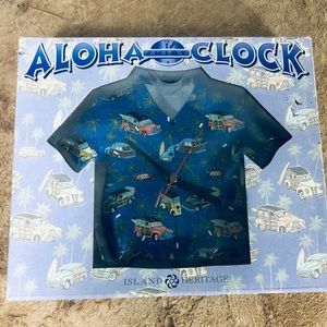 Aloha Clock Hawaiian Shirt Design Novelty Battery Wall Hanging